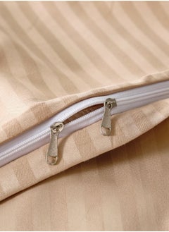 LUNA Home Premium King Size 6 Pieces Bedding Set Without Filler Solid Golden Brown  Satin Stripe Design  - Image 5