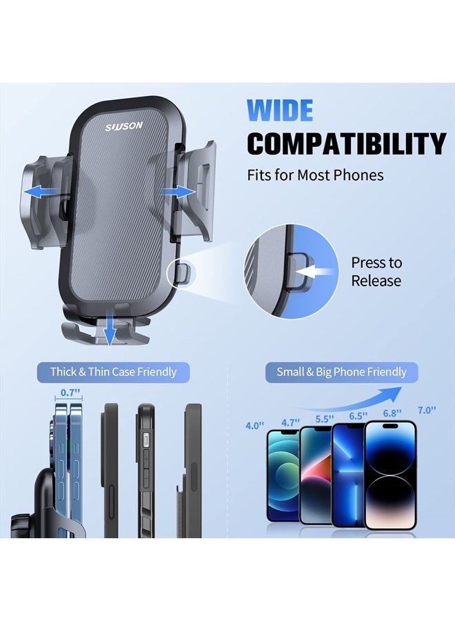 SUUSON Car Phone Holder Mount【Upgraded】-【Bumpy Roads Friendly】 Phone Mount for Car Dashboard Windshield Air Vent 3 in 1,Hand Free Mount for iPhone 14 13 12 Pro Max Samsung All Cell Phones (Gray) - Image 4