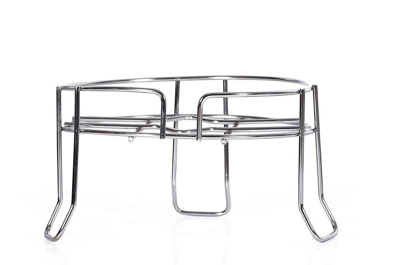 Gladnes Gladnes Stainless Steel Chrome Plated Fancy Water Matka And Pot Stand Silver Standard Step Shelf Countertop  - Image 1