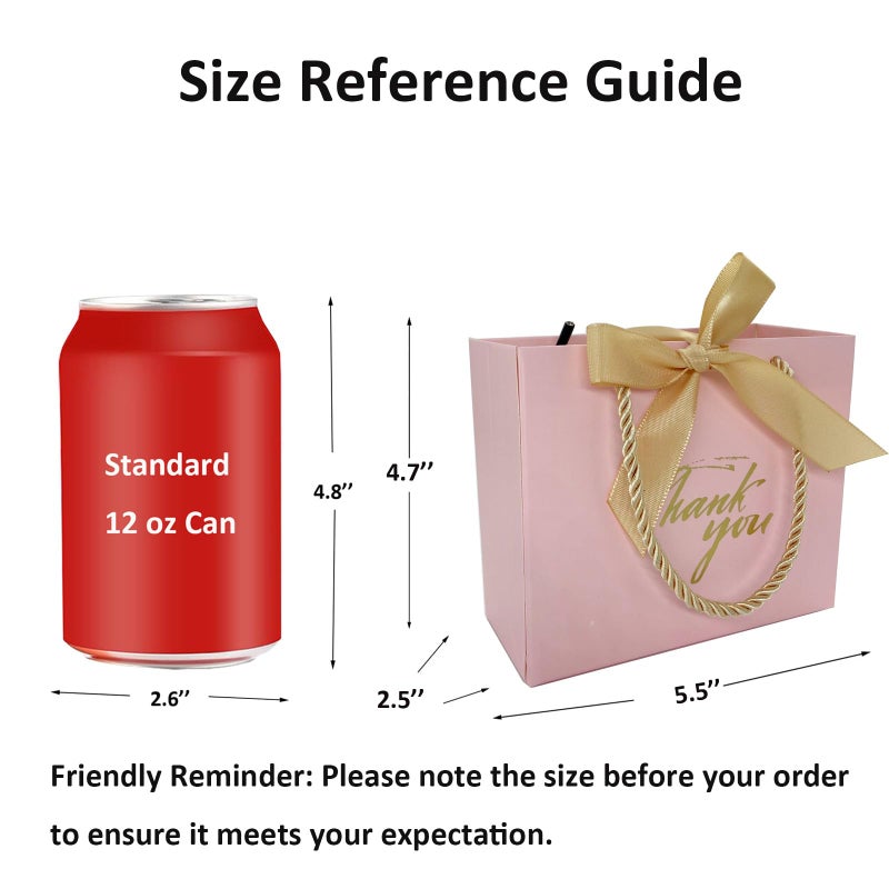 TKSBAG 50Pack Small Thank You Gift Bags With Handles-5.5''x 2.5''x4.7'' Mini Pink Gift Bags Bulk for Baby Shower, Birthday, Wedding, Party Favors, Mother's Day - Image 2