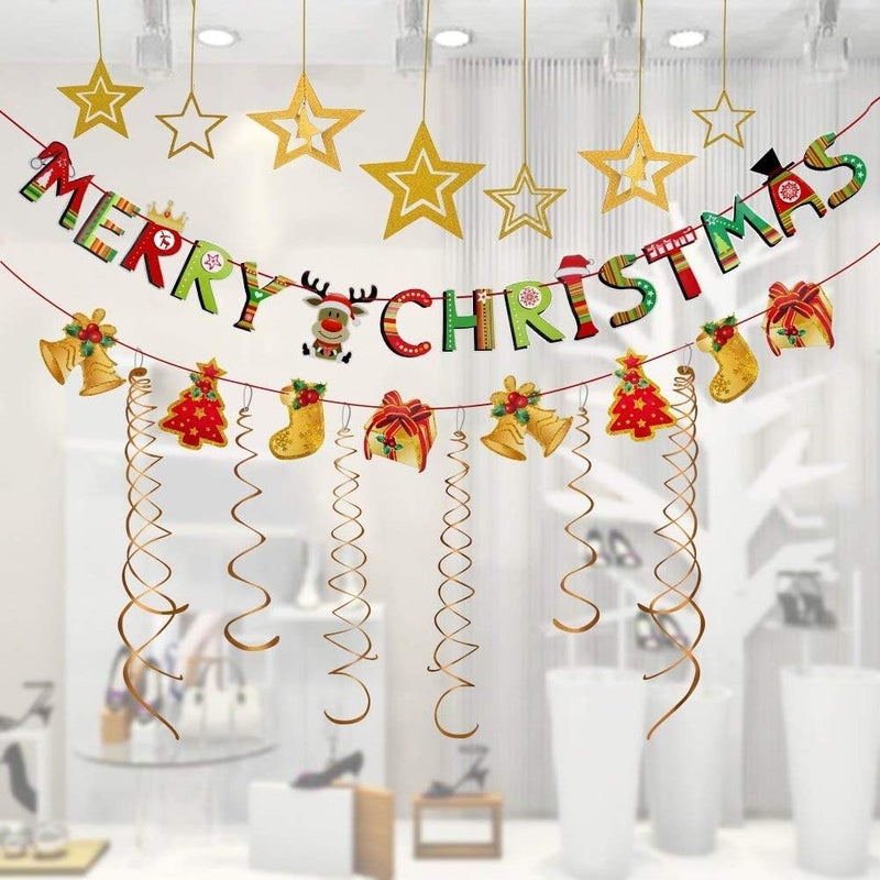 My Party Suppliers MPS MY PARTY SUPPLIERS Merry Christmas Banner with Santa Clause Garland for Christmas Holiday Party Home Indoor Office Decorations Felt Christmas Decoration Banner - Image 5