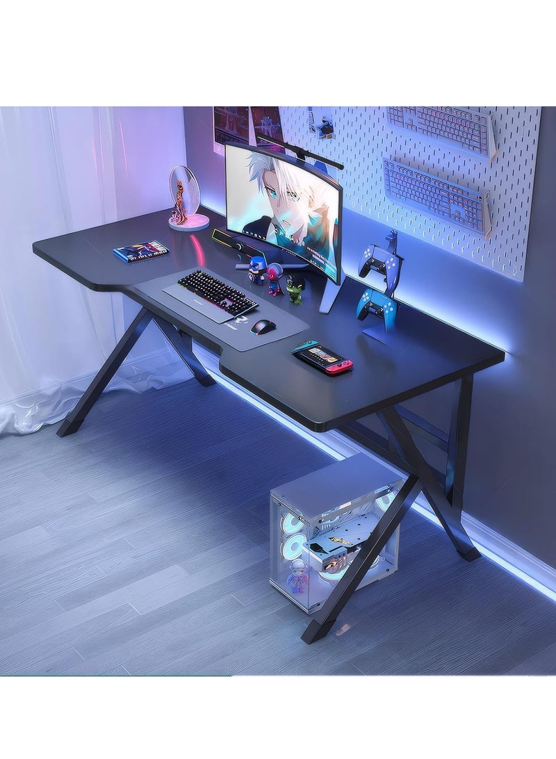 DURKU Ergonomic Large Gaming Desk, 120CM Computer Desk, K-Shaped Gaming Table, PC Gaming Workstation Home Office Desks, Space-saving, Easy to Assemble (Black, 120x74x60cm) - Image 1