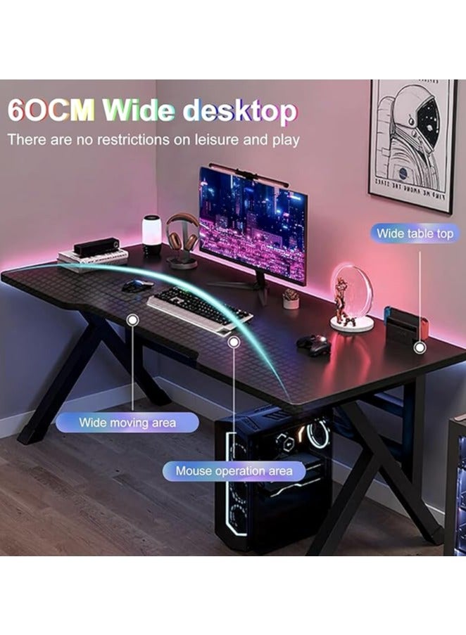 DURKU Ergonomic Large Gaming Desk, 120CM Computer Desk, K-Shaped Gaming Table, PC Gaming Workstation Home Office Desks, Space-saving, Easy to Assemble (Black, 120x74x60cm) - Image 3