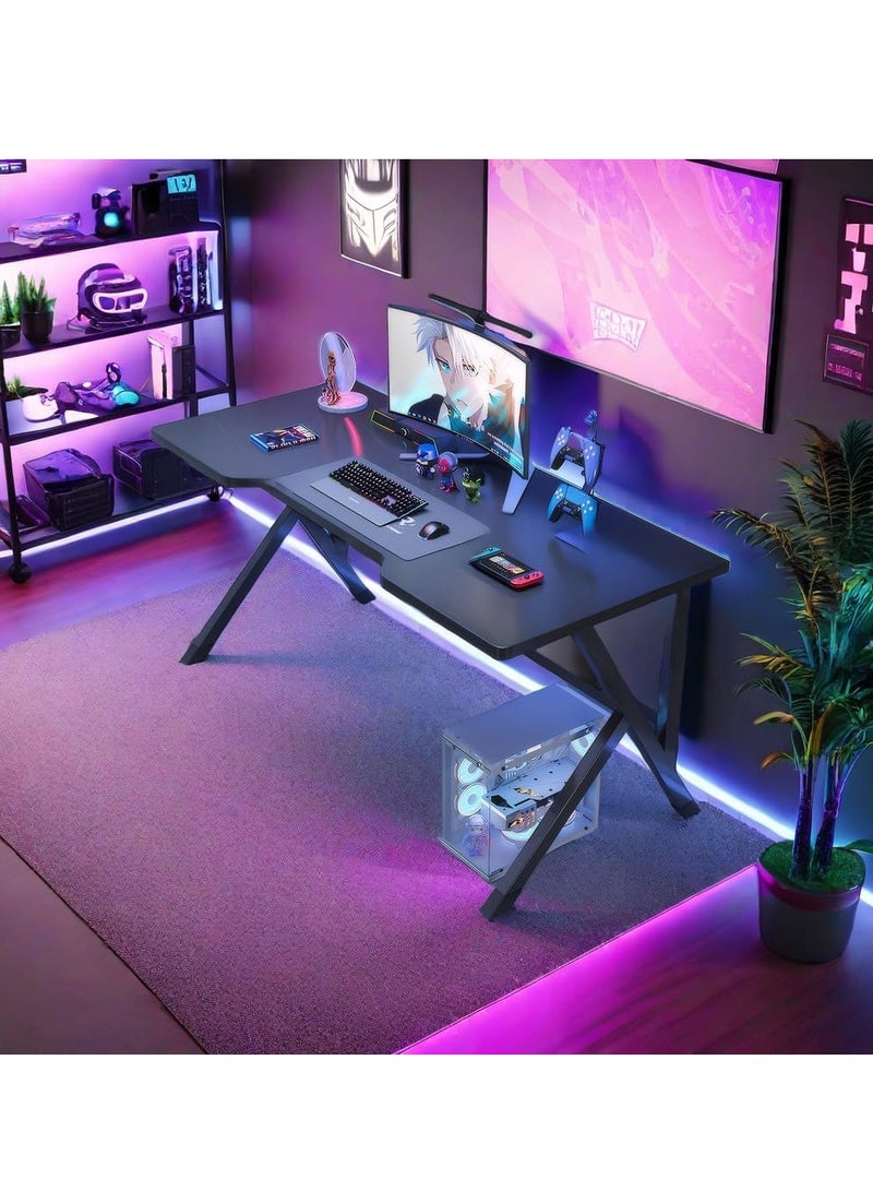 DURKU Ergonomic Large Gaming Desk, 120CM Computer Desk, K-Shaped Gaming Table, PC Gaming Workstation Home Office Desks, Space-saving, Easy to Assemble (Black, 120x74x60cm) - Image 5