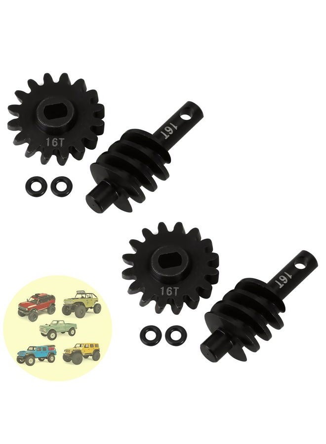 AMK 2pcs Steel Axle 14T/2T Front and Rear Overdrive Differential Worm Gear for Axial SCX24 1/24 RC Crawler Truck Car Upgrades Parts Accessories (16T/2T Worm Gear Set) - Image 1