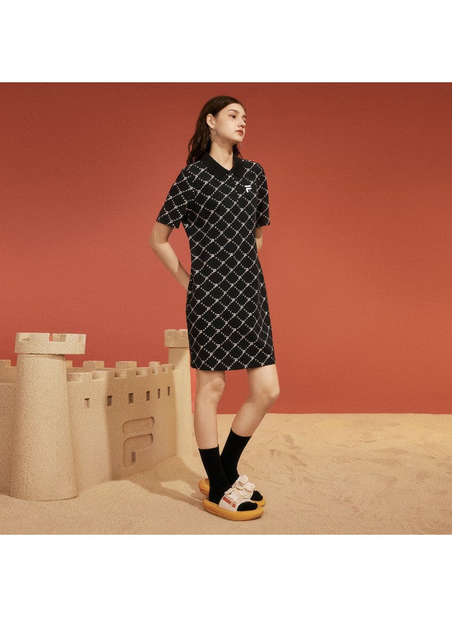 FILA فستان سلسلة الاندماج للنساء فستان صيفي غير رسمي بقلنسوة بولو مزودج - Image 2