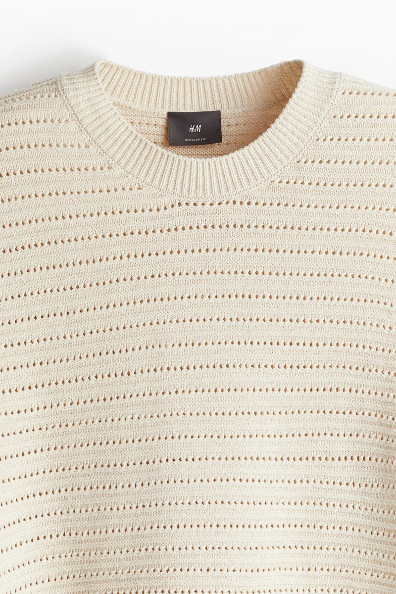 H&M Regular Fit Pointelle-knit T-shirt