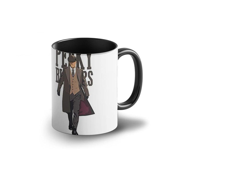 Lightning Hammerz Peaky Blinders Series Tommy Shelby Printed Ceramic Coffee Mug, Microwave & Dishwasher Safe, Gift for Friends (Black, 330ml) - Image 1
