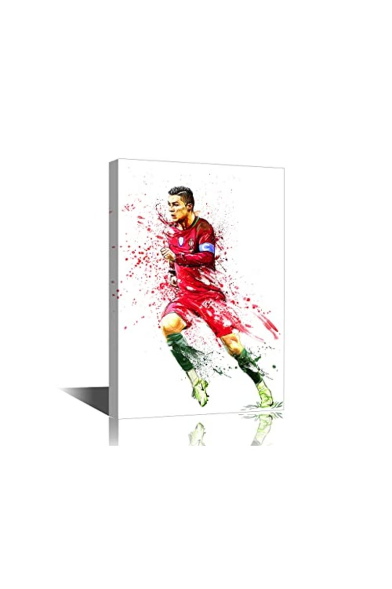 TISHIRON Canvas Wall Art Football Sport Posters Cristiano Ronaldo Painting Artwork Modern Home Decor for Living Room Bedroom Office Prints Framed Ready to Hang 36x24 in - Image 2
