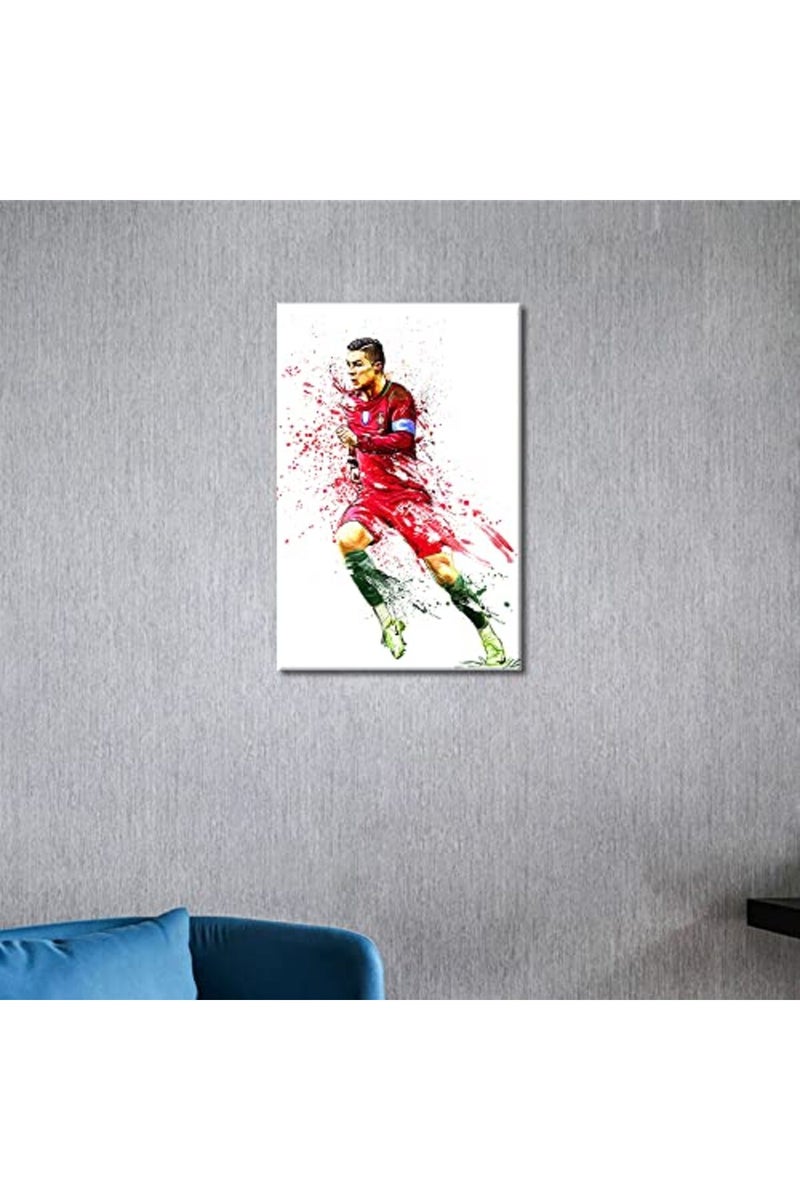 TISHIRON Canvas Wall Art Football Sport Posters Cristiano Ronaldo Painting Artwork Modern Home Decor for Living Room Bedroom Office Prints Framed Ready to Hang 36x24 in - Image 3