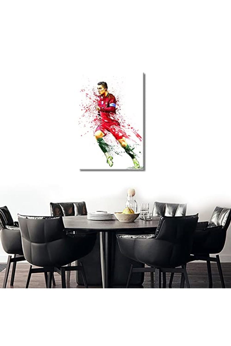 TISHIRON Canvas Wall Art Football Sport Posters Cristiano Ronaldo Painting Artwork Modern Home Decor for Living Room Bedroom Office Prints Framed Ready to Hang 36x24 in - Image 5