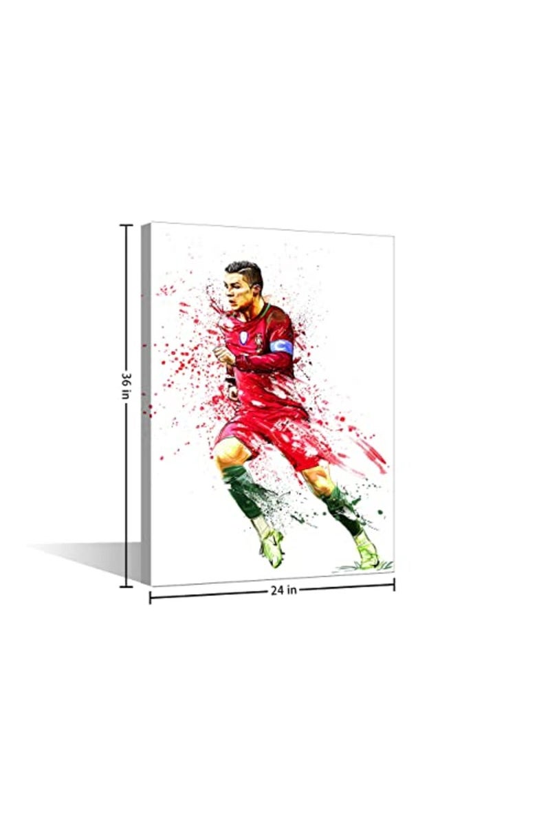 TISHIRON Canvas Wall Art Football Sport Posters Cristiano Ronaldo Painting Artwork Modern Home Decor for Living Room Bedroom Office Prints Framed Ready to Hang 36x24 in - Image 4