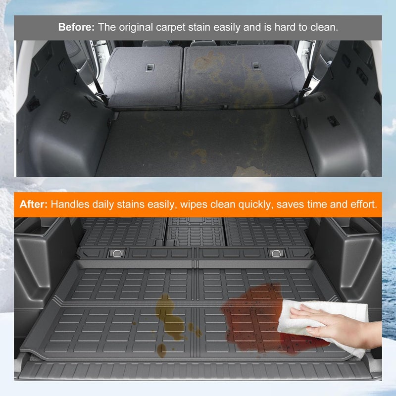 powoq Cargo Mat Compatible with 2010-2024 Toyota 4Runner Back Seat Protector Replacement for 2010-2024 Toyota 4Runner 5 Seater Accessories (Fit W/O Sliding Tray, Rear Backrest Mats+Rear Trunk Mat) - Image 3
