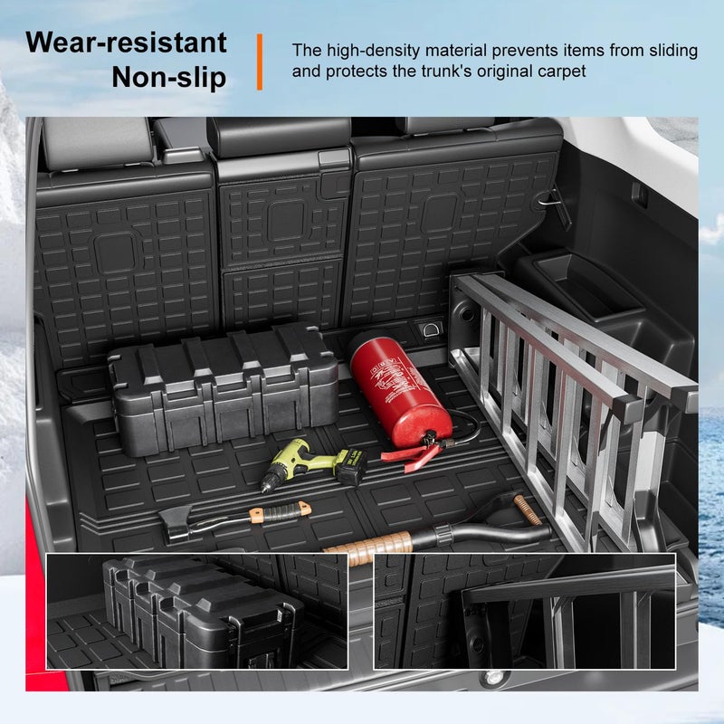 powoq Cargo Mat Compatible with 2010-2024 Toyota 4Runner Back Seat Protector Replacement for 2010-2024 Toyota 4Runner 5 Seater Accessories (Fit W/O Sliding Tray, Rear Backrest Mats+Rear Trunk Mat) - Image 4