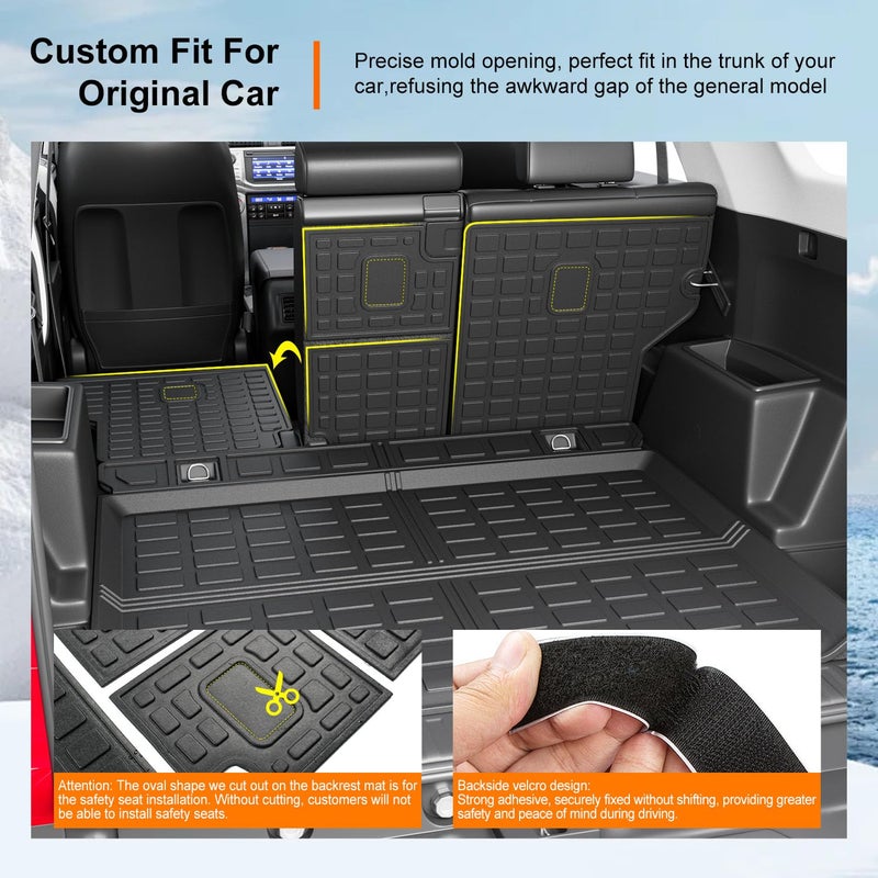 powoq Cargo Mat Compatible with 2010-2024 Toyota 4Runner Back Seat Protector Replacement for 2010-2024 Toyota 4Runner 5 Seater Accessories (Fit W/O Sliding Tray, Rear Backrest Mats+Rear Trunk Mat) - Image 2