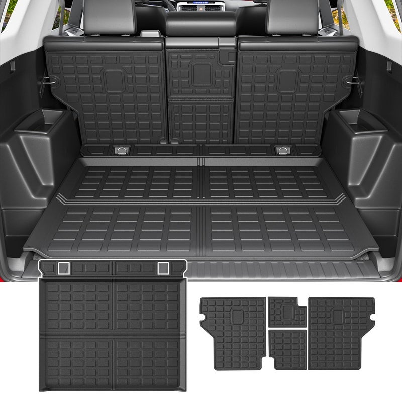 powoq Cargo Mat Compatible with 2010-2024 Toyota 4Runner Back Seat Protector Replacement for 2010-2024 Toyota 4Runner 5 Seater Accessories (Fit W/O Sliding Tray, Rear Backrest Mats+Rear Trunk Mat) - Image 1