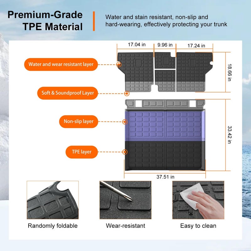 powoq Cargo Mat Compatible with 2010-2024 Toyota 4Runner Back Seat Protector Replacement for 2010-2024 Toyota 4Runner 5 Seater Accessories (Fit W/O Sliding Tray, Rear Backrest Mats+Rear Trunk Mat) - Image 5