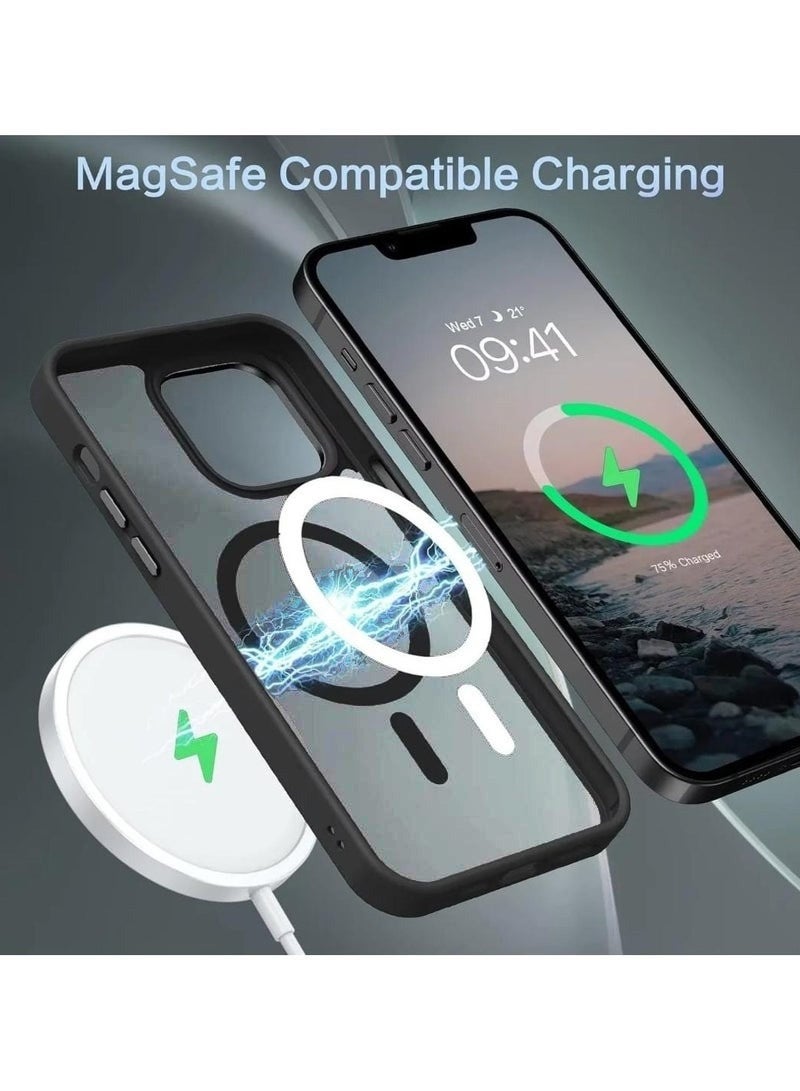 مجيد جراب هاتف مغناطيسي لهاتف iPhone 14 Pro Max مع حامل تخزين مدمج للكاميرا متوافق مع MagSafe، جراب هاتف فائق النحافة مقاوم للصدمات بطول 16 قدمًا لهاتف iPhone 14 ProMax مقاس 6.33 بوصة، أسود وشفاف - Image 4