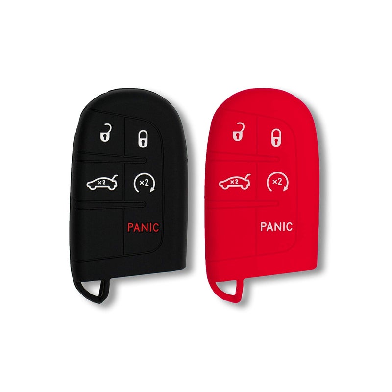 Autobase Silicone Key Fob Cover for Jeep Grand Cherokee Renegade Compass Dodge Challenger Charger Dart Durango Journey Chrysler 200 300 | Car Accessory | Key Protection Case - 2Pcs - Image 1