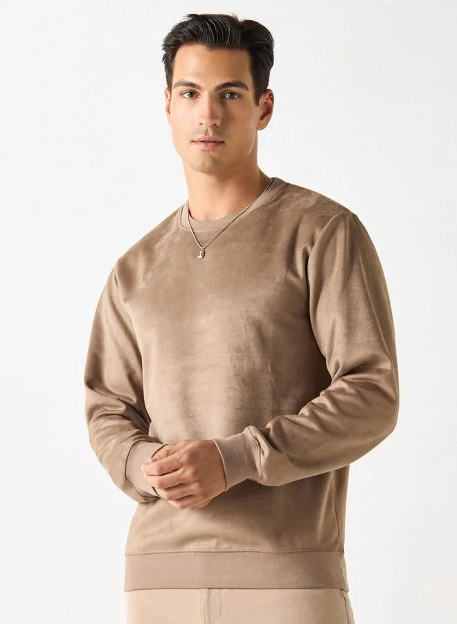 Iconic Solid Sweatshirt with Round Neck and Long Sleeves