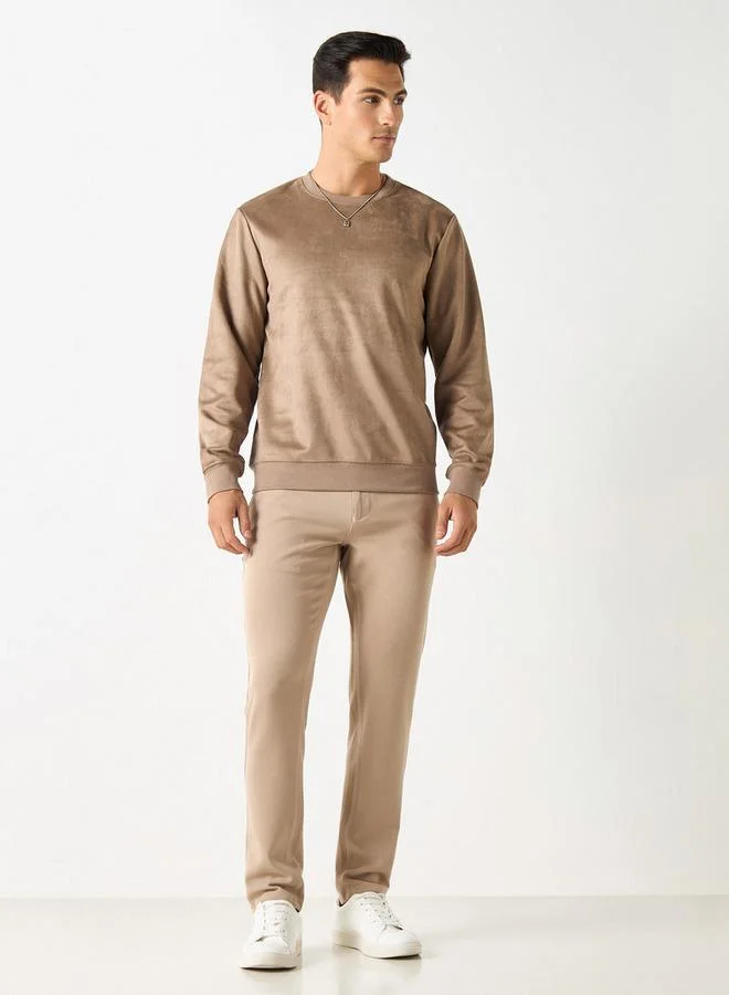Iconic  Iconic Solid Sweatshirt with Round Neck and Long Sleeves for Men | Best Price UAE