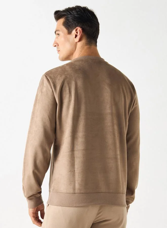 Iconic  Iconic Solid Sweatshirt with Round Neck and Long Sleeves for Men | Best Price UAE