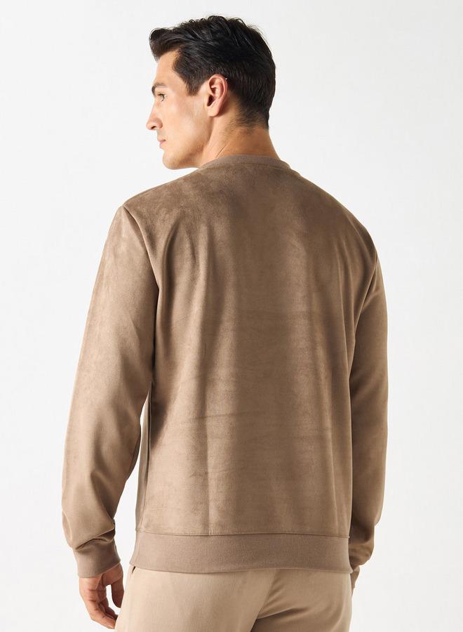 ايكونيك سويت شيرت سادة بياقة مستديرة وأكمام طويلة من آيكونيك - Image 3