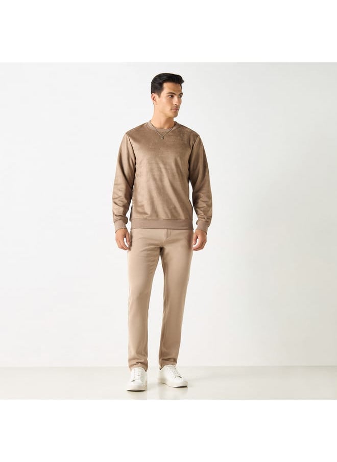 Iconic Iconic Solid Sweatshirt with Round Neck and Long Sleeves  - Image 2