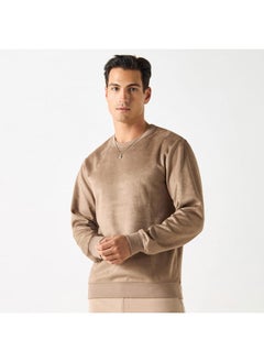 Iconic Iconic Solid Sweatshirt with Round Neck and Long Sleeves  - Image 1