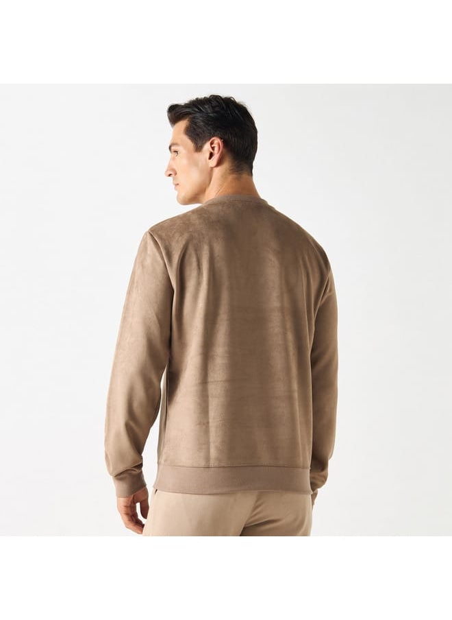 Iconic Iconic Solid Sweatshirt with Round Neck and Long Sleeves  - Image 3