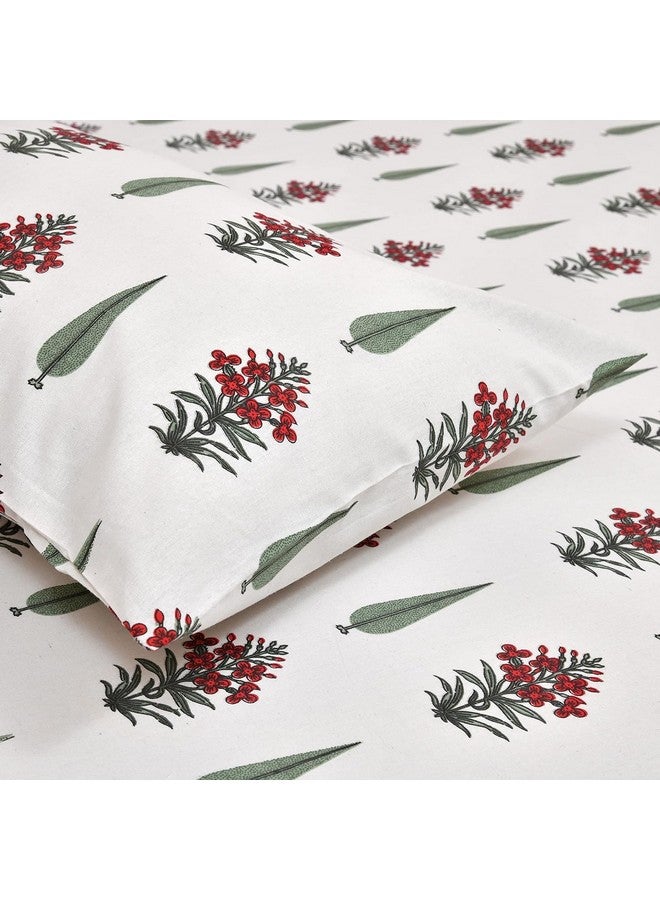 DE CAMA Since 1997 | 100% Cotton 300 TC Premium King Size Bedsheet for Double Bed (108 x 108 Inch) with 2 Pillow Covers Set (17 x 27 Inch) Designer Printed Bedsheet Set - Dark Red - Image 2