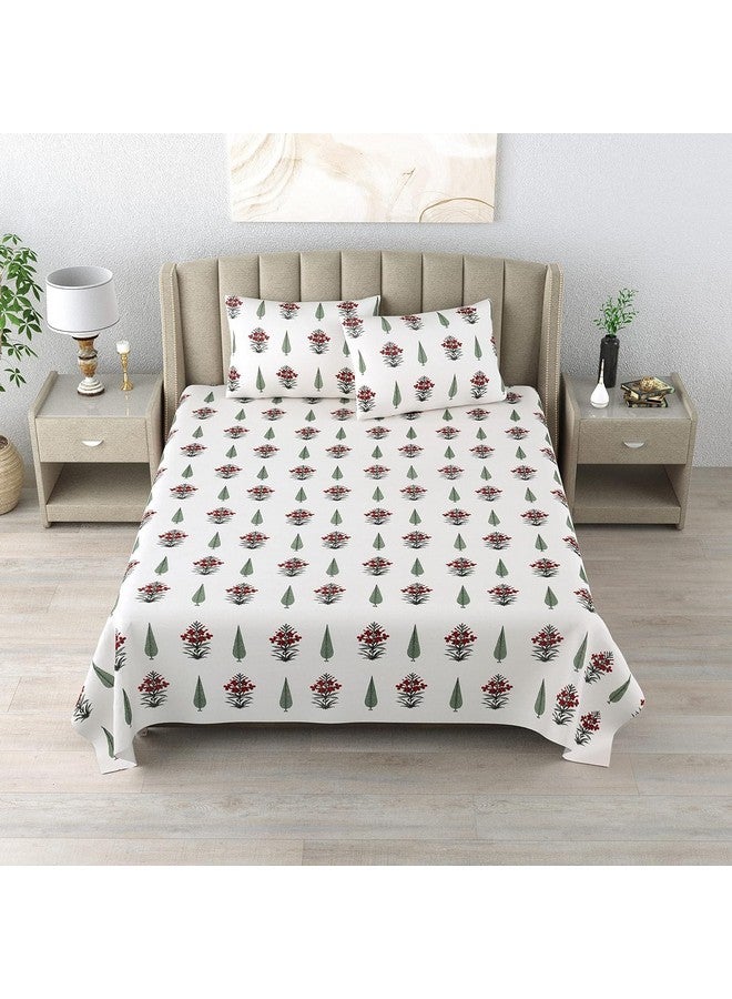 DE CAMA Since 1997 | 100% Cotton 300 TC Premium King Size Bedsheet for Double Bed (108 x 108 Inch) with 2 Pillow Covers Set (17 x 27 Inch) Designer Printed Bedsheet Set - Dark Red - Image 3