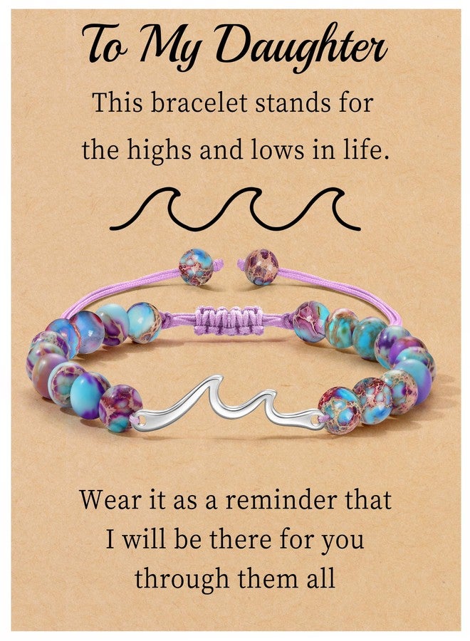 Sistble Mothers Day Gifts for Daughter, Daughter Gifts from Mom Dad, To My Bracelet Birthday Gift Wave Bracelets Natural Stone Jasper Bracelet Inspirational Valentines Summer Christmas Jewelry - Image 1