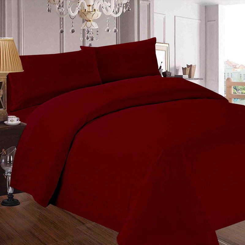 KEDARA CLOTH غطاء لحاف ملكي بلون بورغندي 1800 TC من الألياف الدقيقة مع سحاب - Image 2