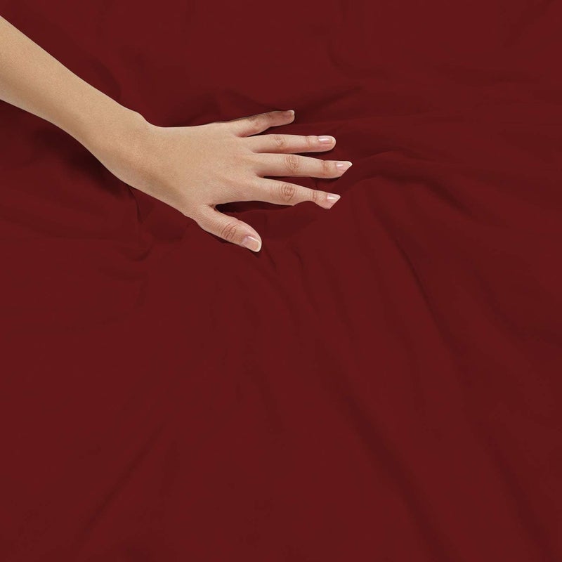KEDARA CLOTH غطاء لحاف ملكي بلون بورغندي 1800 TC من الألياف الدقيقة مع سحاب - Image 4