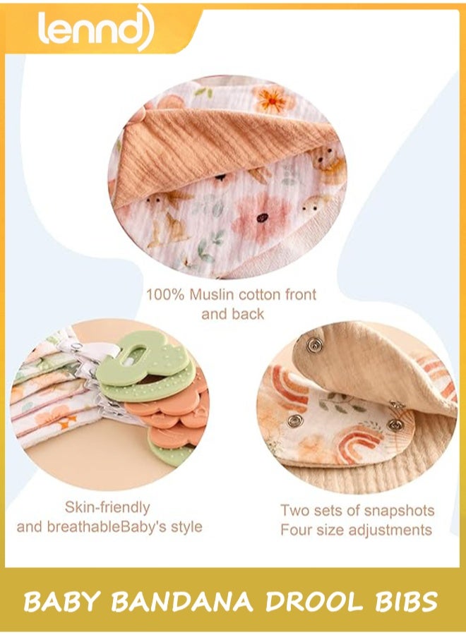 LENND Baby Bandana Drool Bibs 6-Pack and Teething Toys 6-Pack Made with 100% Organic Cotton, Absorbent and Soft Unisex - Image 2