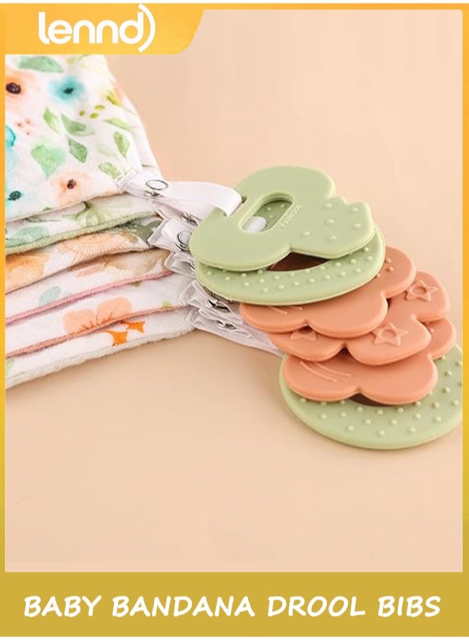 LENND Baby Bandana Drool Bibs 6-Pack and Teething Toys 6-Pack Made with 100% Organic Cotton, Absorbent and Soft Unisex - Image 3