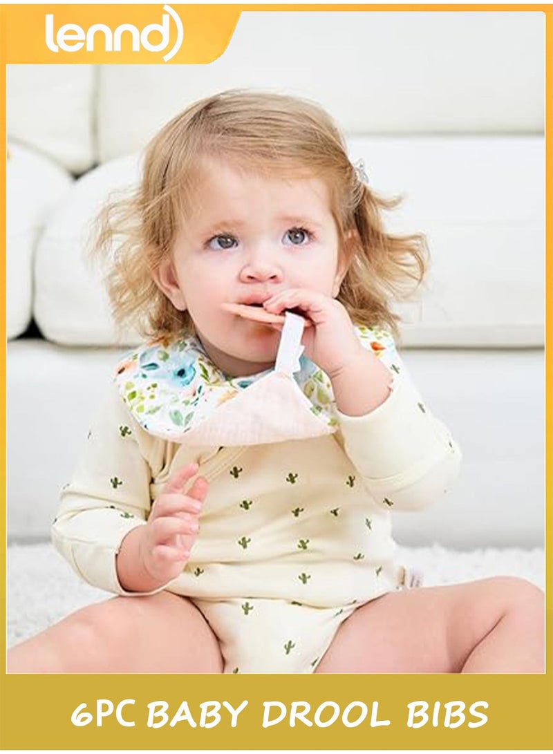 LENND 6-pack baby bibs with teething toys, made of 100% organic cotton, highly absorbent, soft and comfortable, suitable for both boys and girls. - Image 4