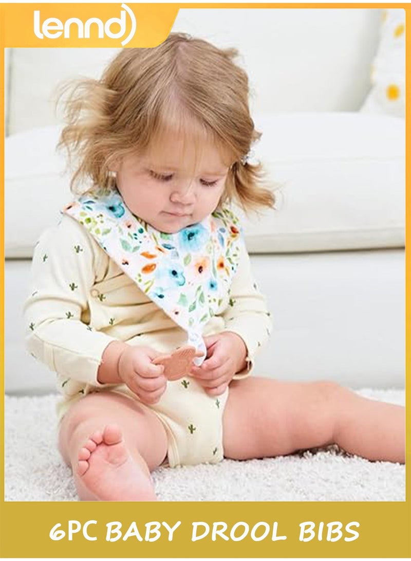 LENND 6-pack baby bibs with teething toys, made of 100% organic cotton, highly absorbent, soft and comfortable, suitable for both boys and girls. - Image 5