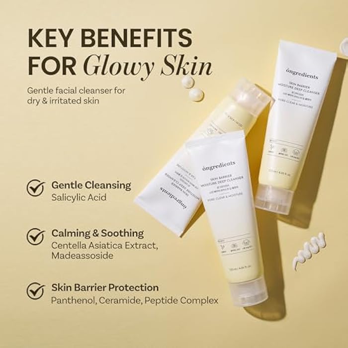 ONGREDIENTS Skin Barrier Moisture Deep Cleanser | Daily Face Wash for All Types | Centella, Peptide, AHA, LHA, Hydrating, Soothing, Pore Tightening | Vegan, Korean Skin Care 4.06 fl Oz - Image 4