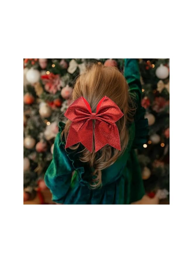 The Bros 12Pcs 5.5'' Red Wreath Bows, Decorative Sequin Ties, Bow Ornaments for Home Party - Image 5