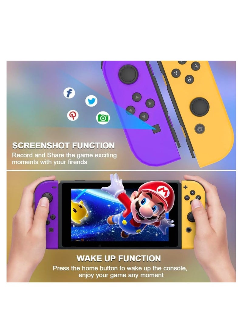 SOLARAE وحدة تحكم لاسلكية Joy Cons لجهاز نينتندو سويتش، بديل لجهاز Joypad مع إضاءة RGB، دعم عصا التحكم للاهتزاز المزدوج/الاستيقاظ/لقطة الشاشة (أرجواني) - Image 2
