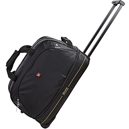 OIWAS Travel Rolling Duffle Bag with Wheels 22 inch Duffel Bag with Wheels Small Tote Weekend Overnight Carry On Luggage Expandable 50L to 60L Women Men Black - Image 1