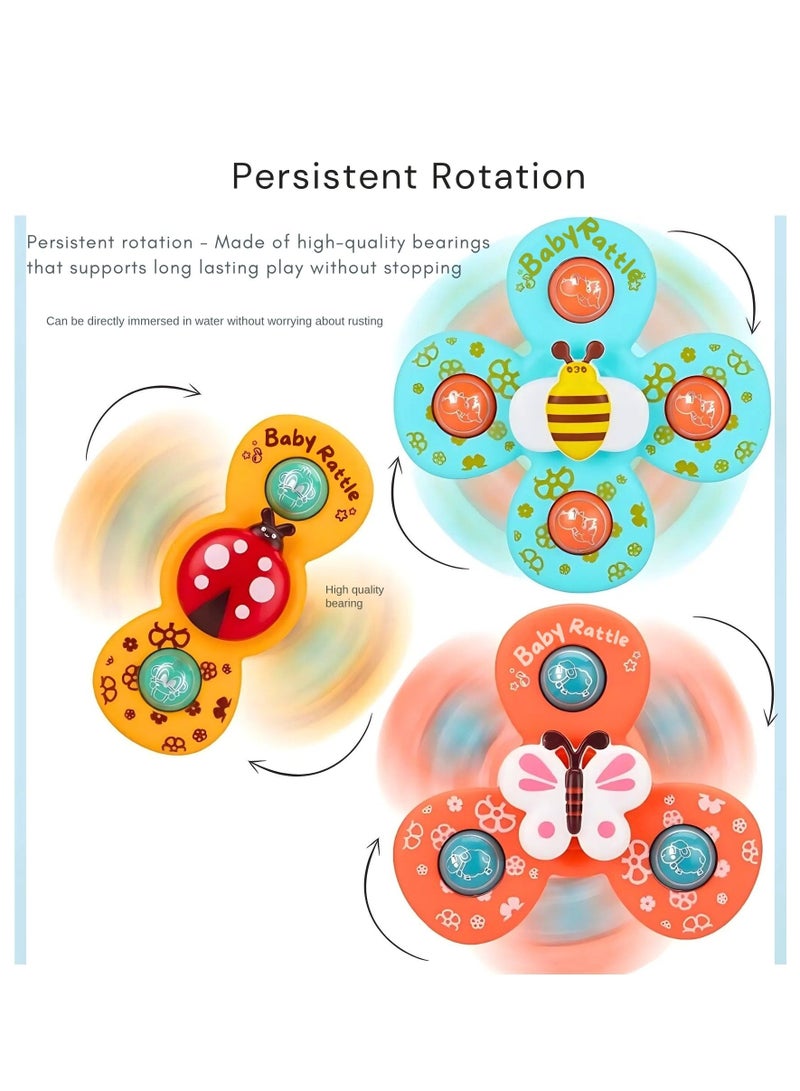 VIO 3 PCS Pop Suction Cup Spinner Toy Baby Toys for 1 2 3 Year Old Boy Girl Baby Bath Toy Airplane Car Travel Toy Table Toy Window Toys Strong Suction Spinning Toys Fidget Spinner Rotating Sensory Toys Bath Toys for Baby Toddler Kids Party Favors Basket Stuffer Birthday Gift Spinning Tops Baby Safe Bath Pool Water Toys with Rustling Whirring Sounds Baby Rattle Gifts for 1 year Old - Image 5