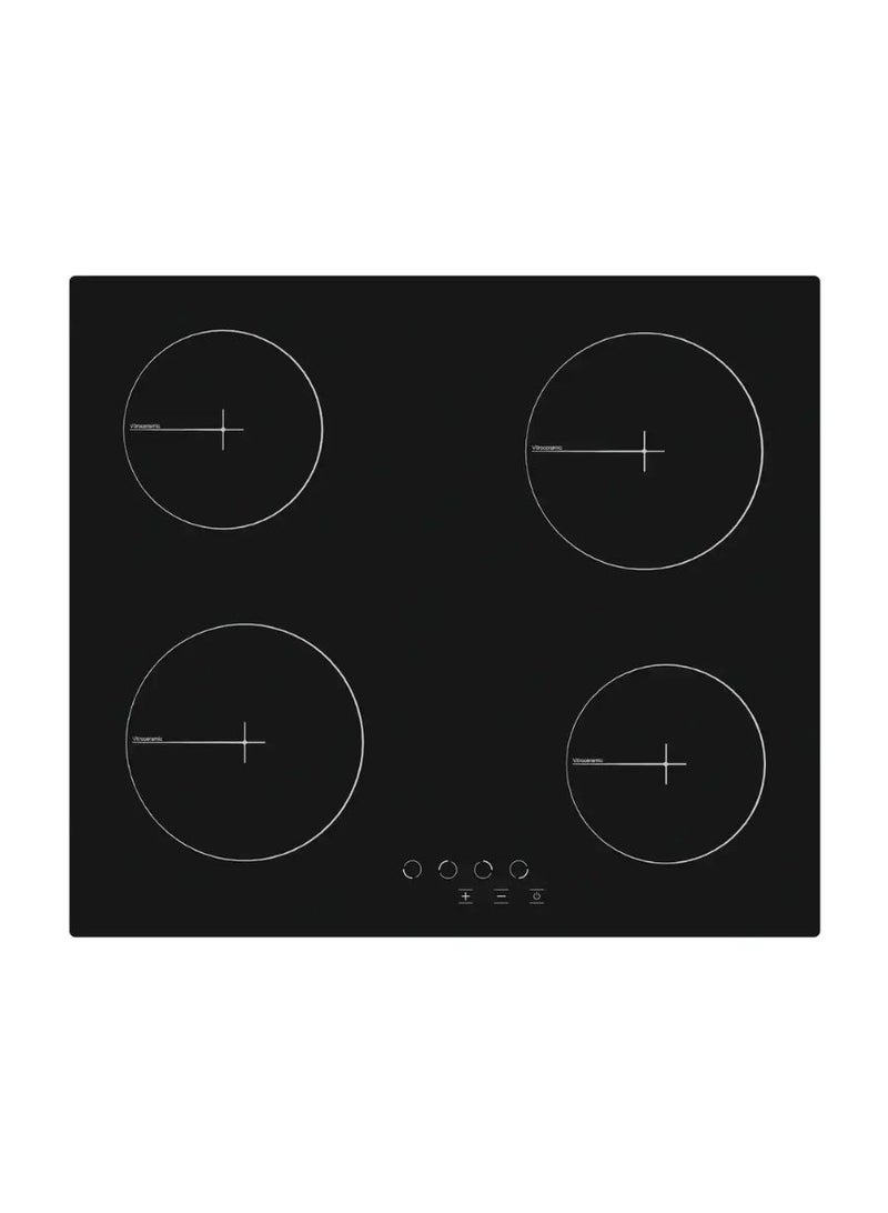 Vitro Ceramic Hob 60 cm | 4 Zone Electric Cooktop | Black Ceran Glass Surface | Touch Control Panel | 9 Power Levels Each Zone | Child Lock Safety | Auto Safety Cut Off | High Light Cooking Zones | SMF6044BHVC