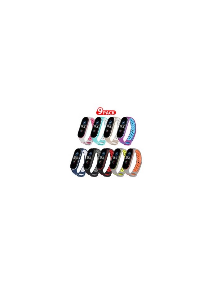 CATANES 9 Pack Xiaomi Mi Band 6 Mi Band 5 Silicone Band Adjustable Bracelets Watchband Sports Replacement Wristbands - Image 1