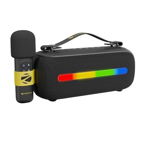 ZEBRONICS Sound Feast 80, Portable Bluetooth Speaker, 20 Watts, Upto 7h Backup, Bluetooth | USB, Karaoke, RGB LED Strip, Included Wireless Microphone, Detachable Carry Strap - Image 2