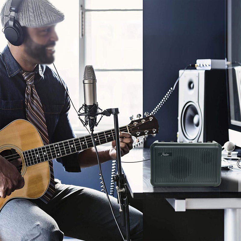 Rowin Electric Guitar Amp: 15W Black Mini Portable Guitar Amp - 6 Classic Cabinet Modes 8 Effect Tones Built-in Tuner & BT Functionality for Guitar Players Practice Performance - Image 2
