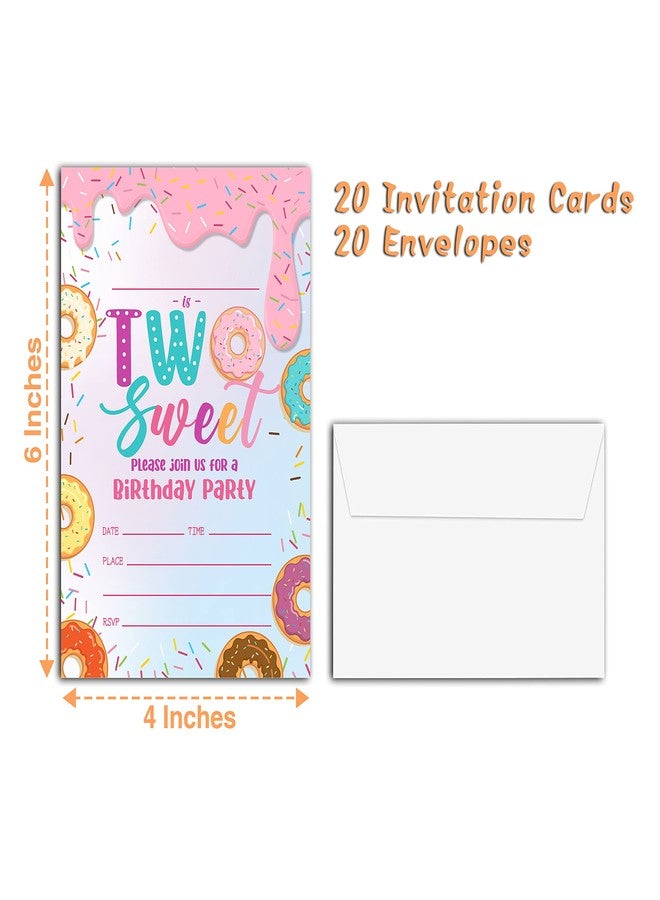 YQV Donut Sweet Two Birthday Party Invitations, 20-Count Donut 2nd Birthday Party Invites With Envelopes-HBYQK-B47 - Image 4