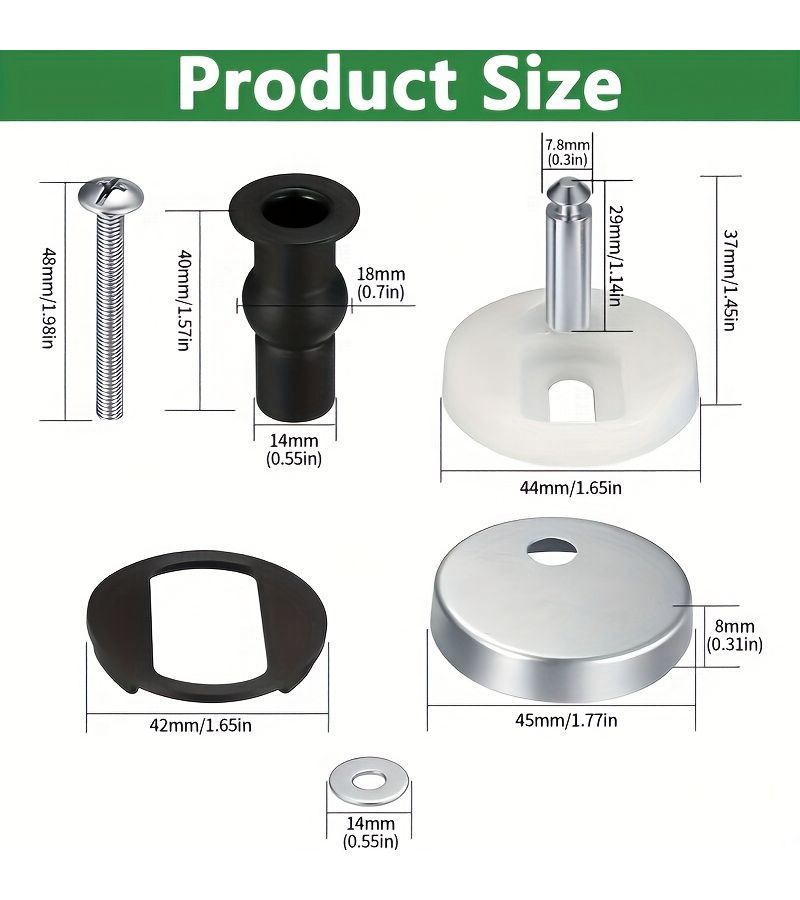 Universal Toilet Seat Hinge Kit Two Piece Screw Accessories For 14 16Mm Easy Release Install - Image 3